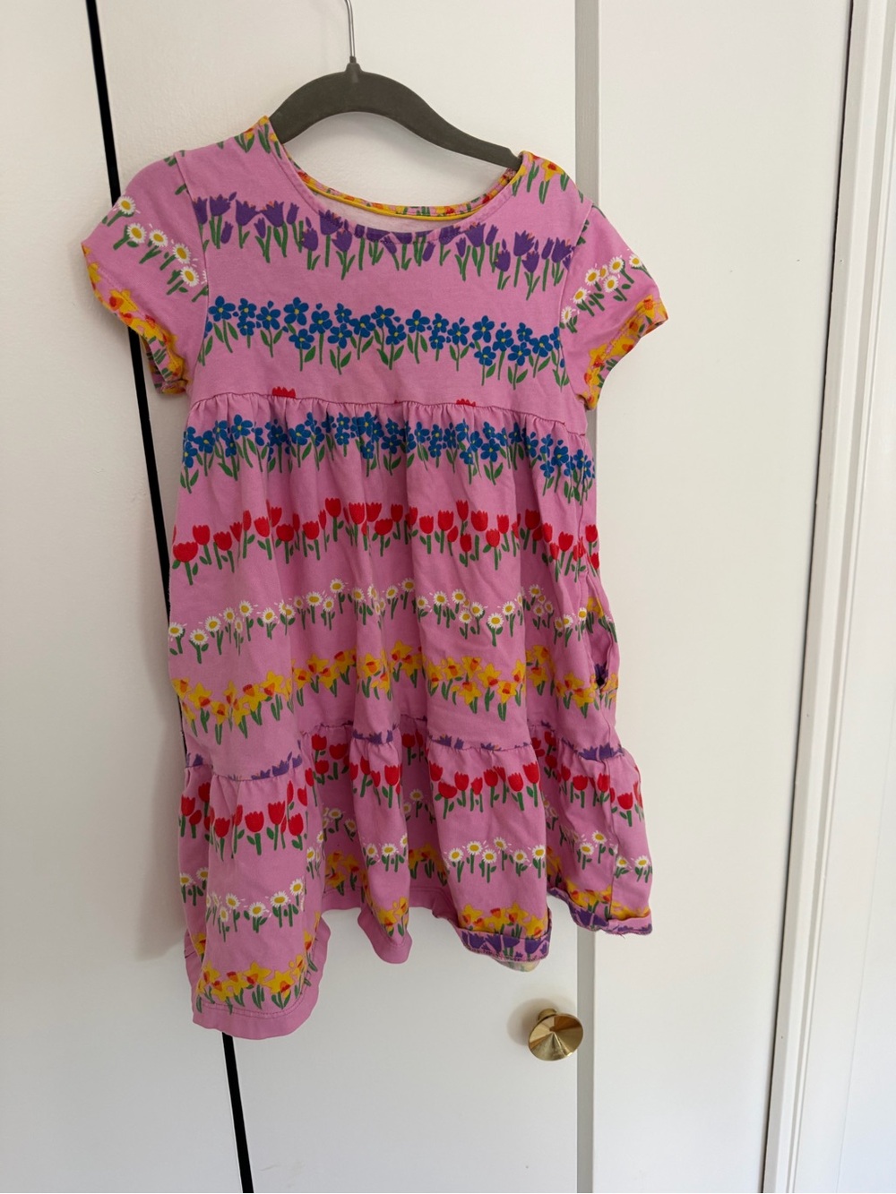 Girls' Pink Floral Tiered Dress